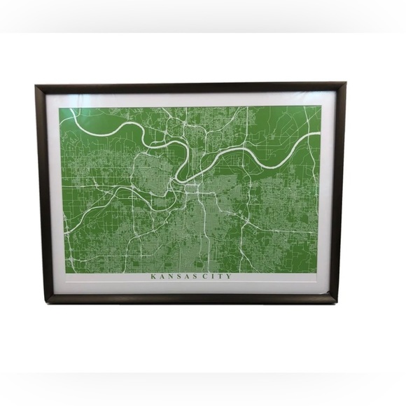KANSAS CITY , City Map Framed Wall Art Print, Great Home Decor 14.5”x20” - Picture 11 of 11